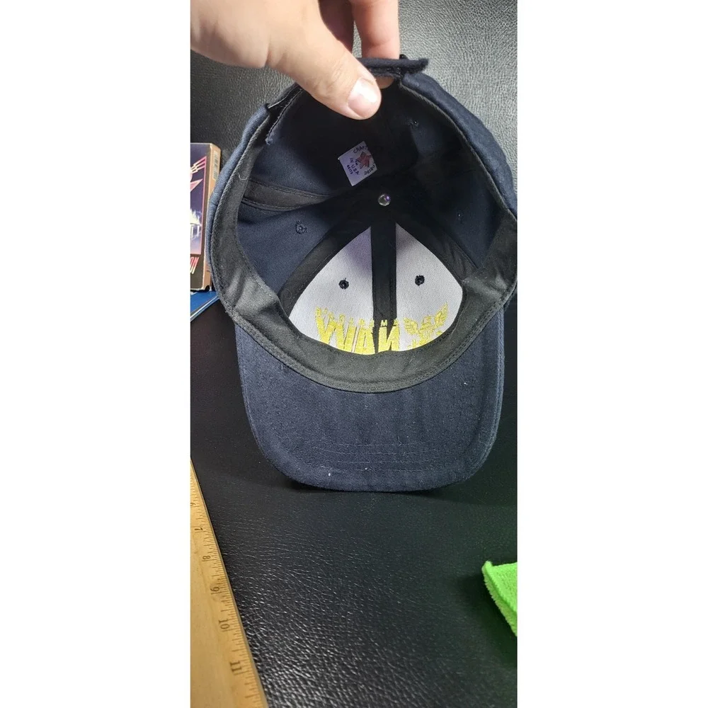 America's Navy Hat Forged by the Sea Cap Vtg Blue Strap Back USA Made